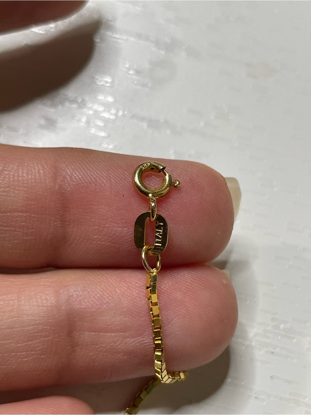 14k Italian Gold Chain and Pendant Set with Genuine Diamond 16.5in - Picture 7 of 7